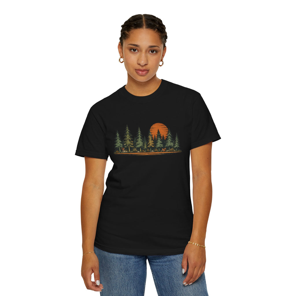 Vintage Forest Sunset T-Shirt | Nature Graphic Tee | Comfort Colors 1717