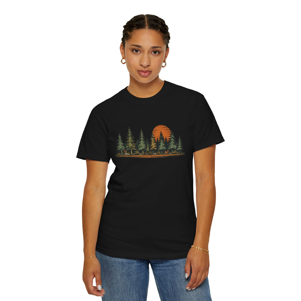 Vintage Forest Sunset T-Shirt | Nature Graphic Tee | Comfort Colors 1717