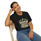Discipline Creates Freedom Mountain Motivation T-Shirt
