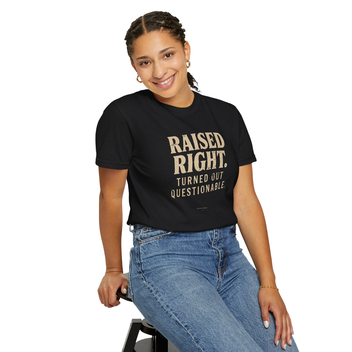 Raised Right Turned Out Questionable T-Shirt | Funny Graphic Tee | Comfort Colors 1717