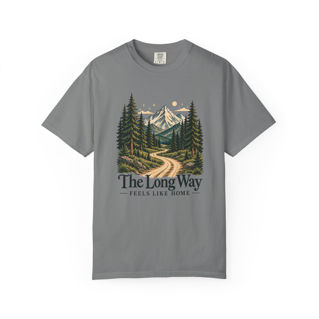 The Long Way Feels Like Home T-Shirt | Vintage Mountain Graphic Tee | Comfort Colors 1717