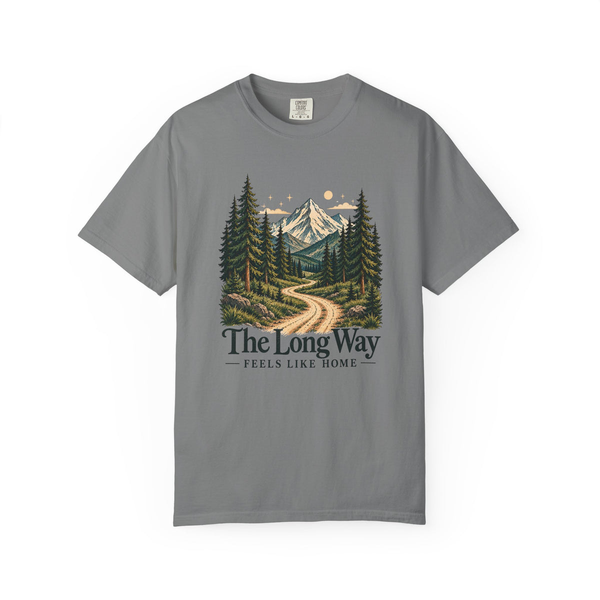 The Long Way Feels Like Home T-Shirt | Vintage Mountain Graphic Tee | Comfort Colors 1717