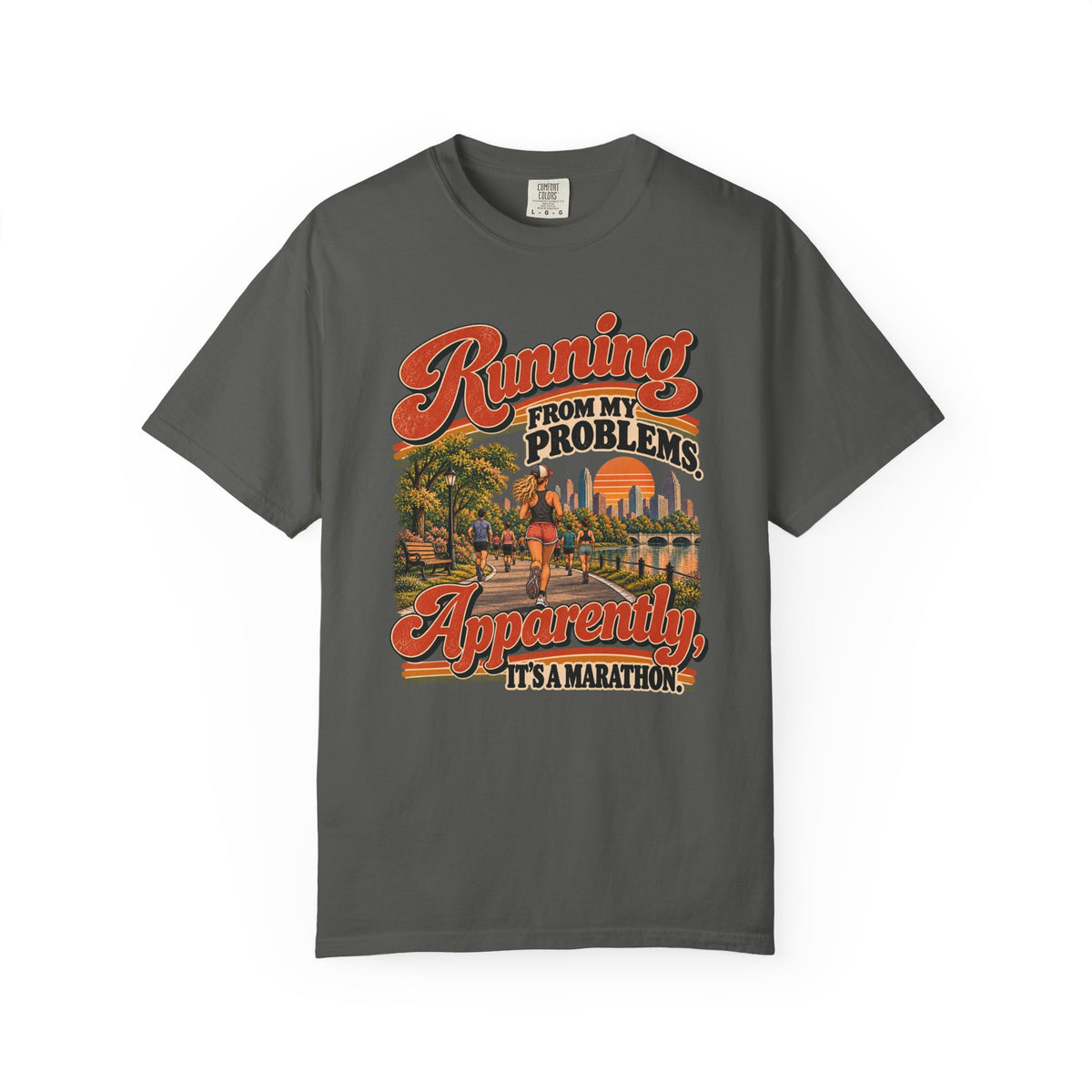 Running From My Problems – Funny Marathon Runner Graphic Tee