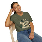 Discipline Creates Freedom Mountain Motivation T-Shirt