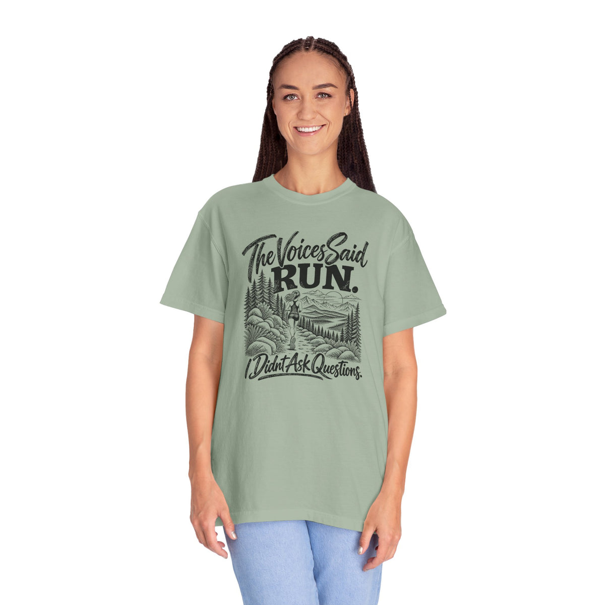 The Voices Said RUN – Funny Trail Running Graphic Tee | Comfort Colors 1717