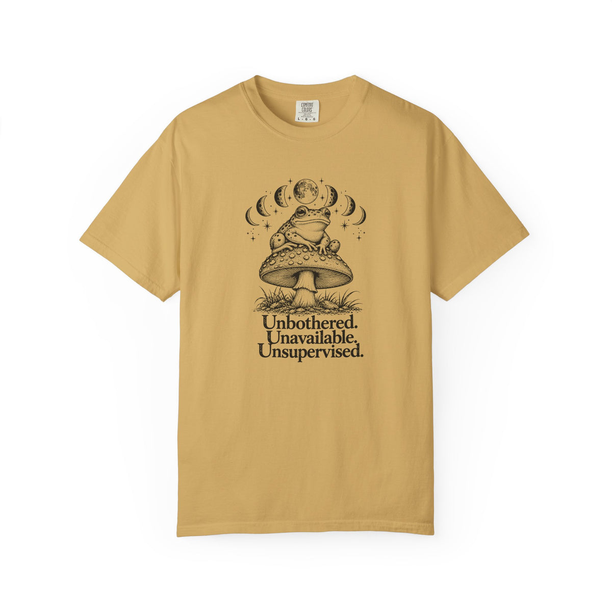 Unbothered Unavailable Unsupervised T-Shirt | Frog Mushroom Graphic Tee | Comfort Colors 1717