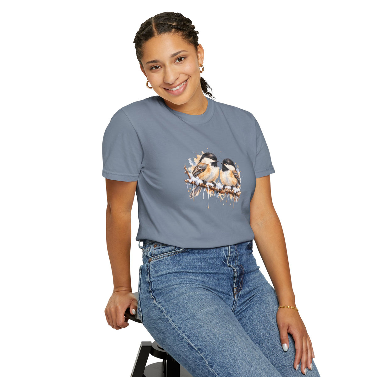 Watercolor Chickadee Birds T-Shirt | Comfort Colors 1717