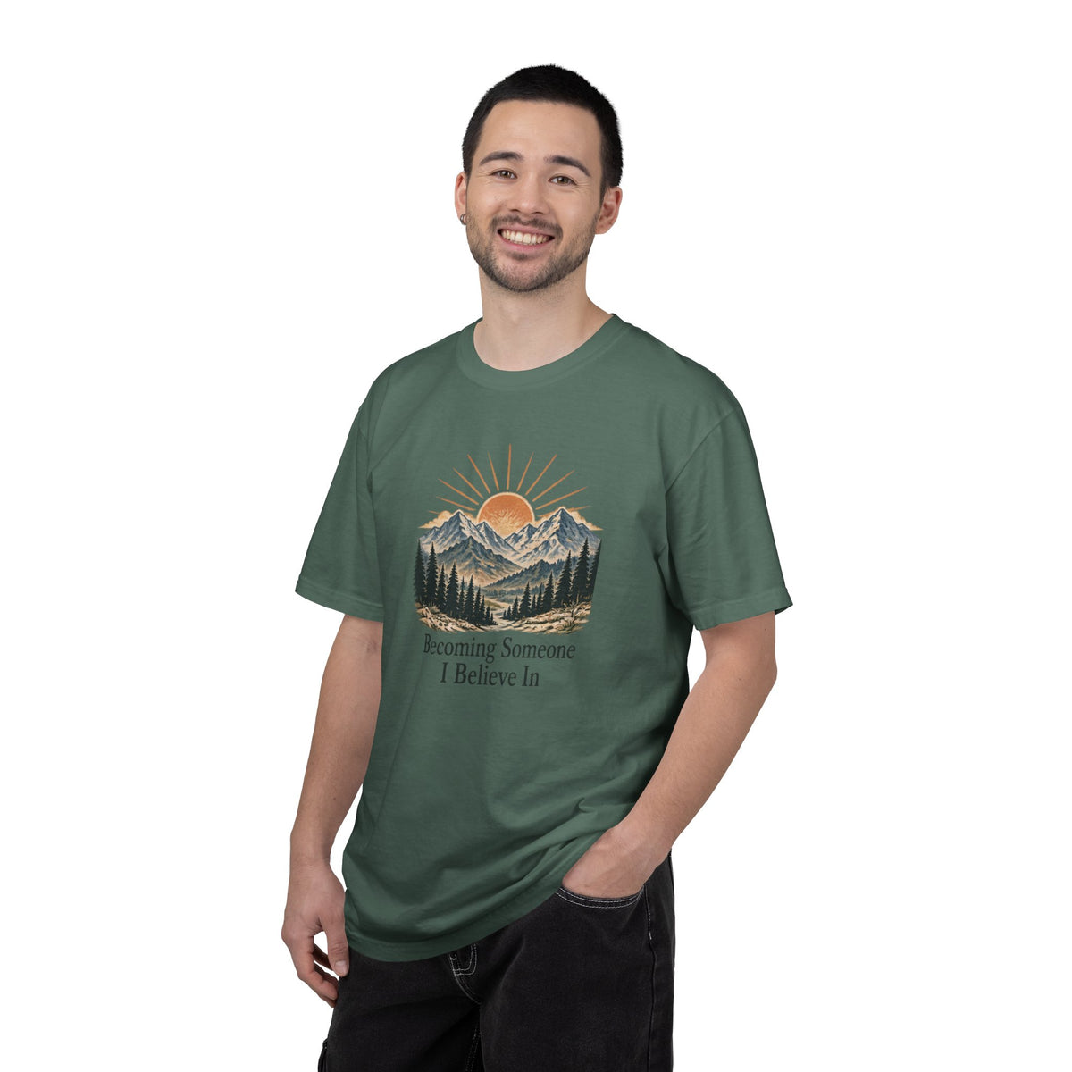 Becoming Someone I Believe In T-Shirt | Inspirational Mountain Graphic Tee | Comfort Colors 1717