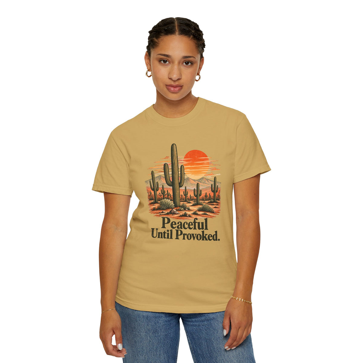 Peaceful Until Provoked | Vintage Desert Cactus Graphic Tee