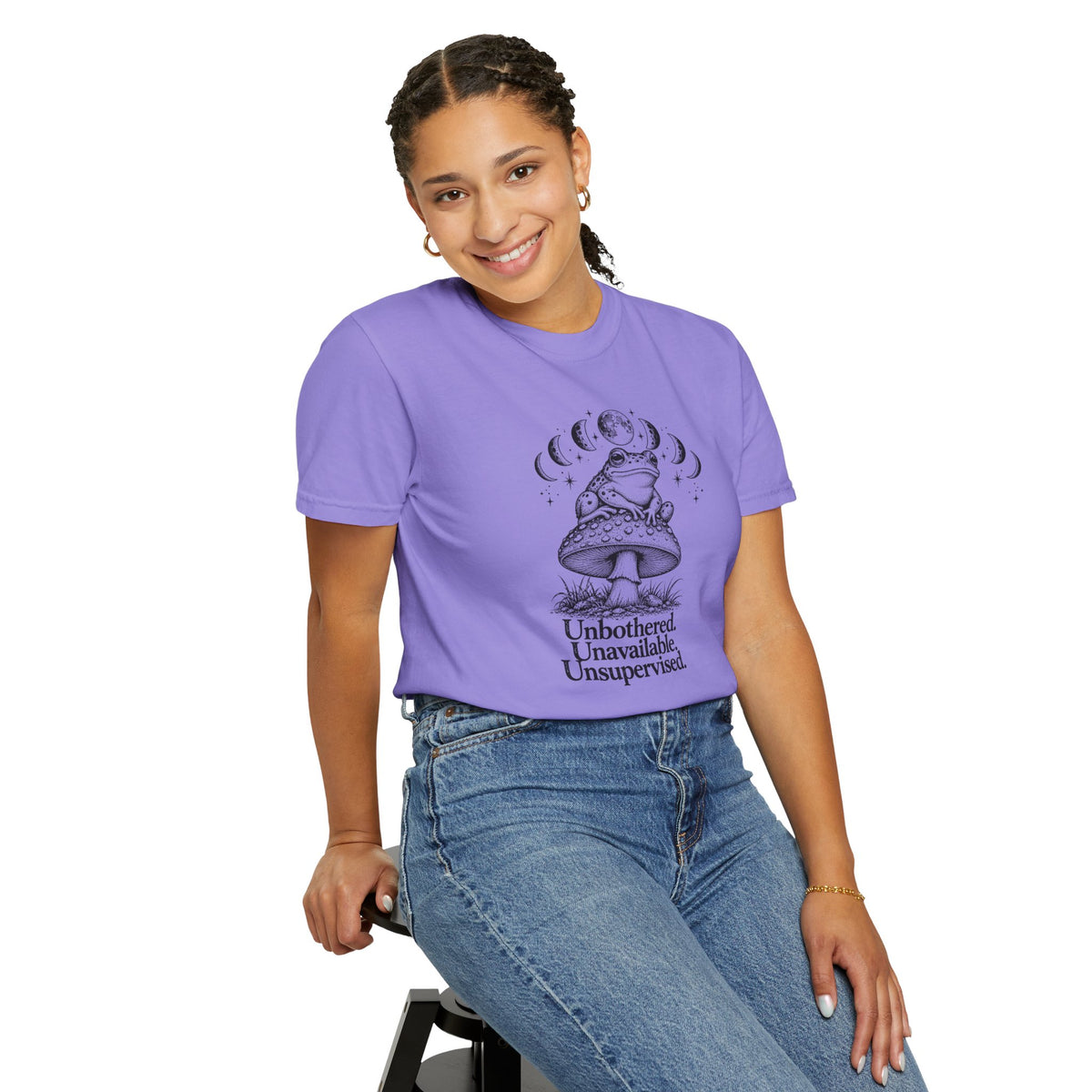 Unbothered Unavailable Unsupervised T-Shirt | Frog Mushroom Graphic Tee | Comfort Colors 1717