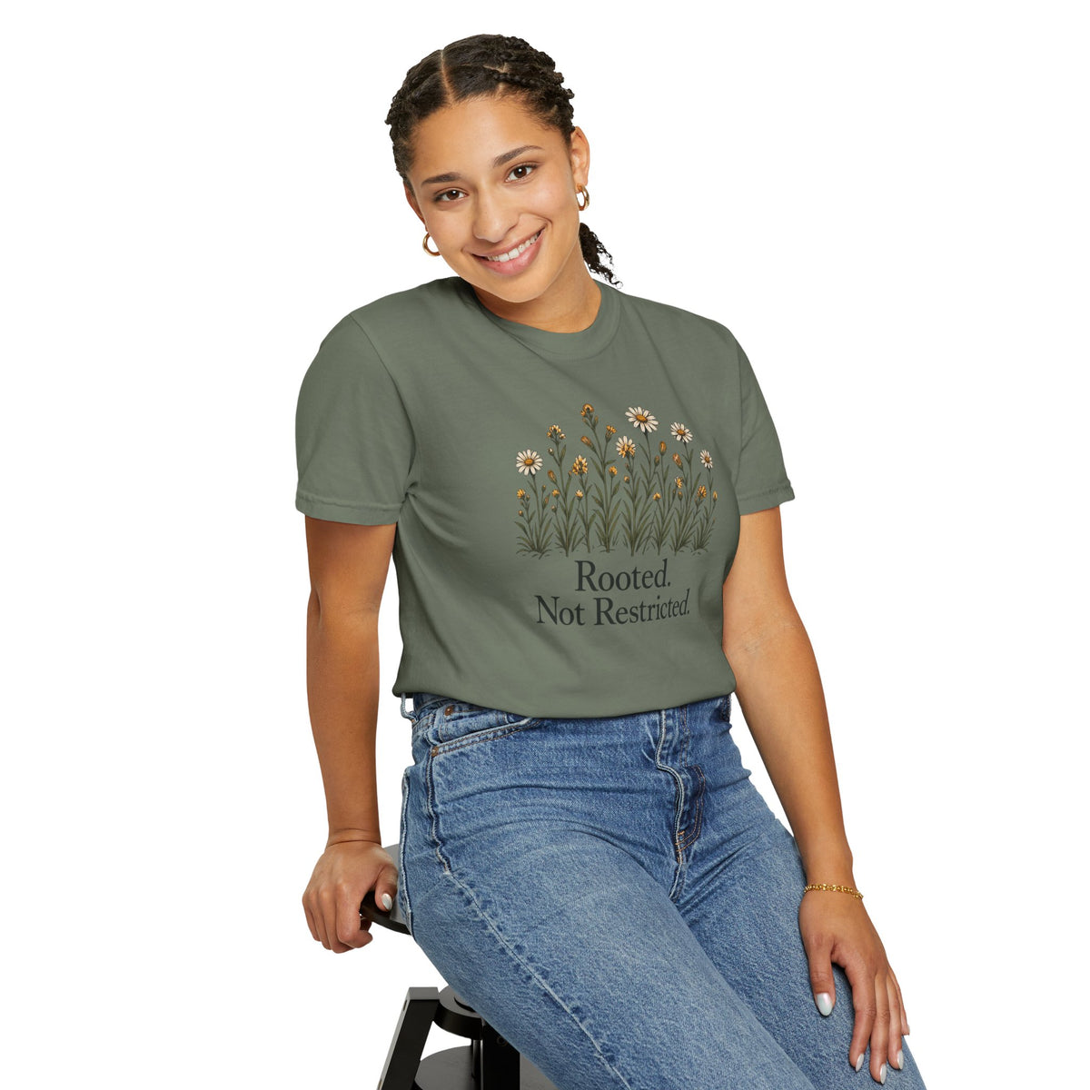 Rooted Not Restricted T-Shirt | Vintage Wildflower Graphic Tee | Comfort Colors 1717
