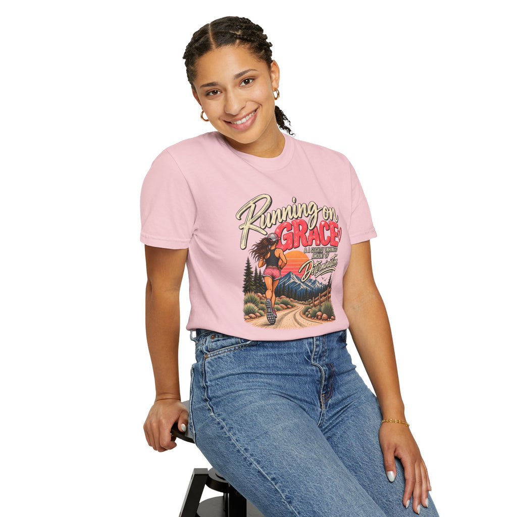 Running on Grace T-Shirt | Funny Faith & Running Graphic Tee