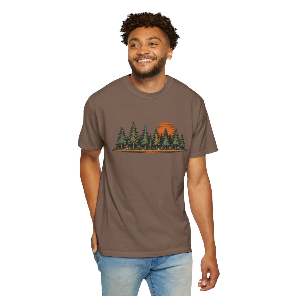 Vintage Forest Sunset T-Shirt | Nature Graphic Tee | Comfort Colors 1717