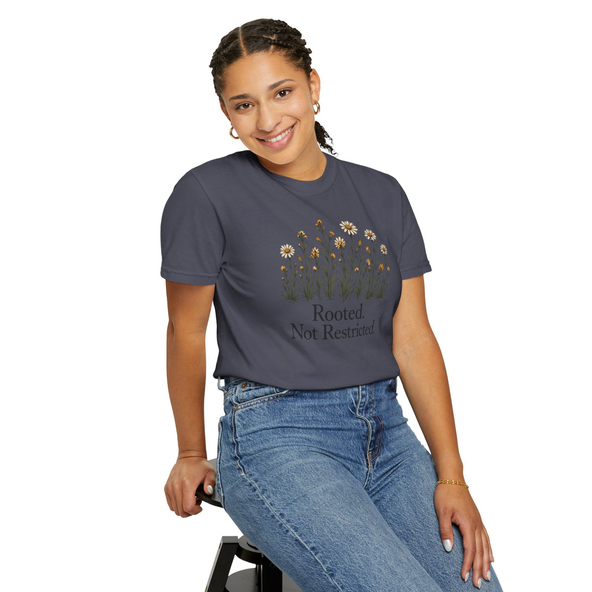 Rooted Not Restricted T-Shirt | Vintage Wildflower Graphic Tee | Comfort Colors 1717