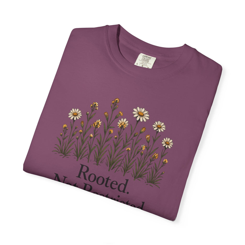 Rooted Not Restricted T-Shirt | Vintage Wildflower Graphic Tee | Comfort Colors 1717