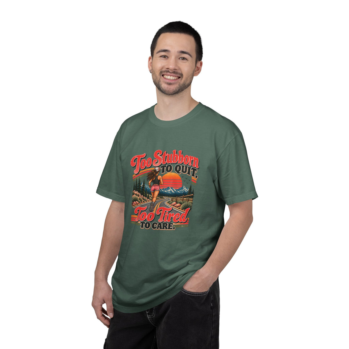 Too Stubborn to Quit T-Shirt | Funny Retro Running Graphic Tee
