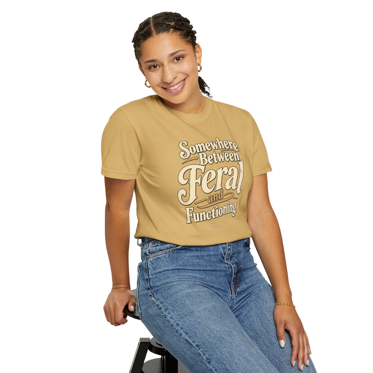 Somewhere Between Feral and Functioning T-Shirt | Comfort Colors 1717