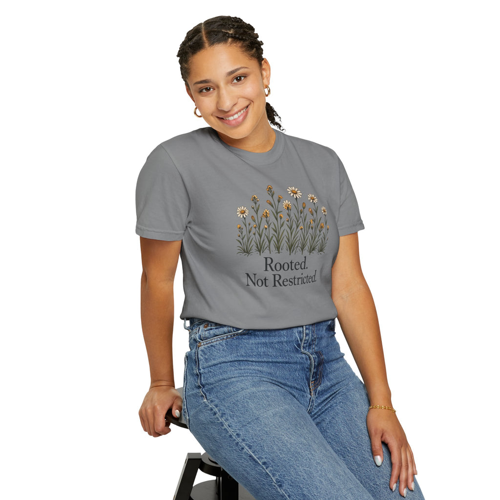 Rooted Not Restricted T-Shirt | Vintage Wildflower Graphic Tee | Comfort Colors 1717