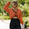 Oversized V-Neck Criss Cross Sweatshirt