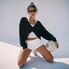 Oversized V-Neck Criss Cross Sweatshirt