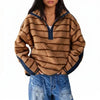 Striped Half-Zip Fleece Sweatshirt