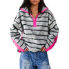 Striped Half-Zip Fleece Sweatshirt