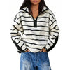 Striped Half-Zip Fleece Sweatshirt