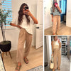 Waffle Knit Wide Leg Lounge Pants
