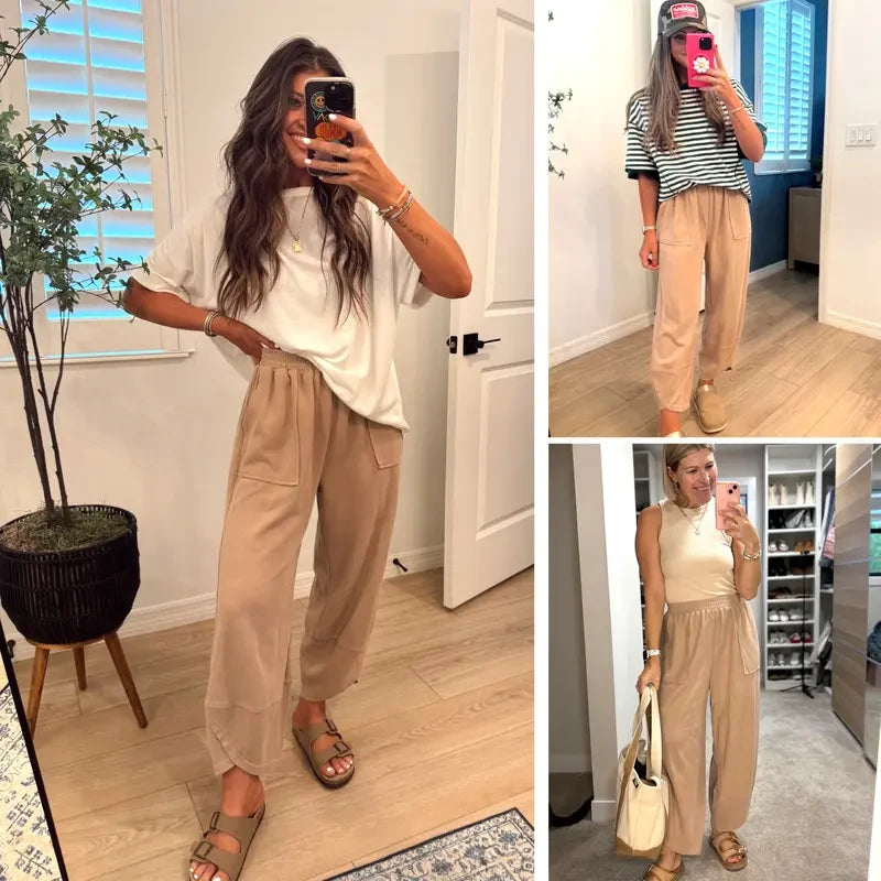 Waffle Knit Wide Leg Lounge Pants