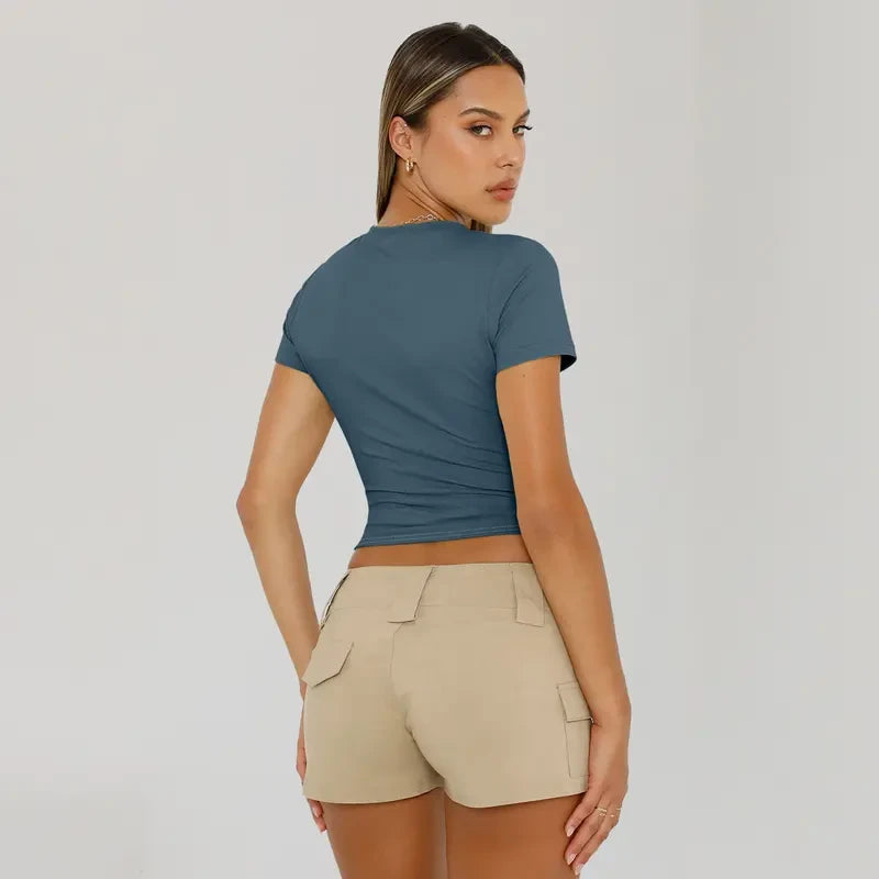 Slim Fit Crop T Shirt Set