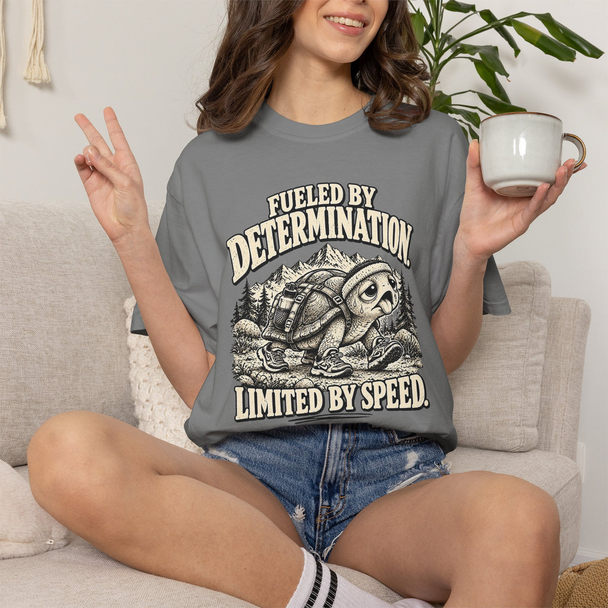 Fueled by Determination. Limited by Speed. | Funny Turtle Graphic Tee