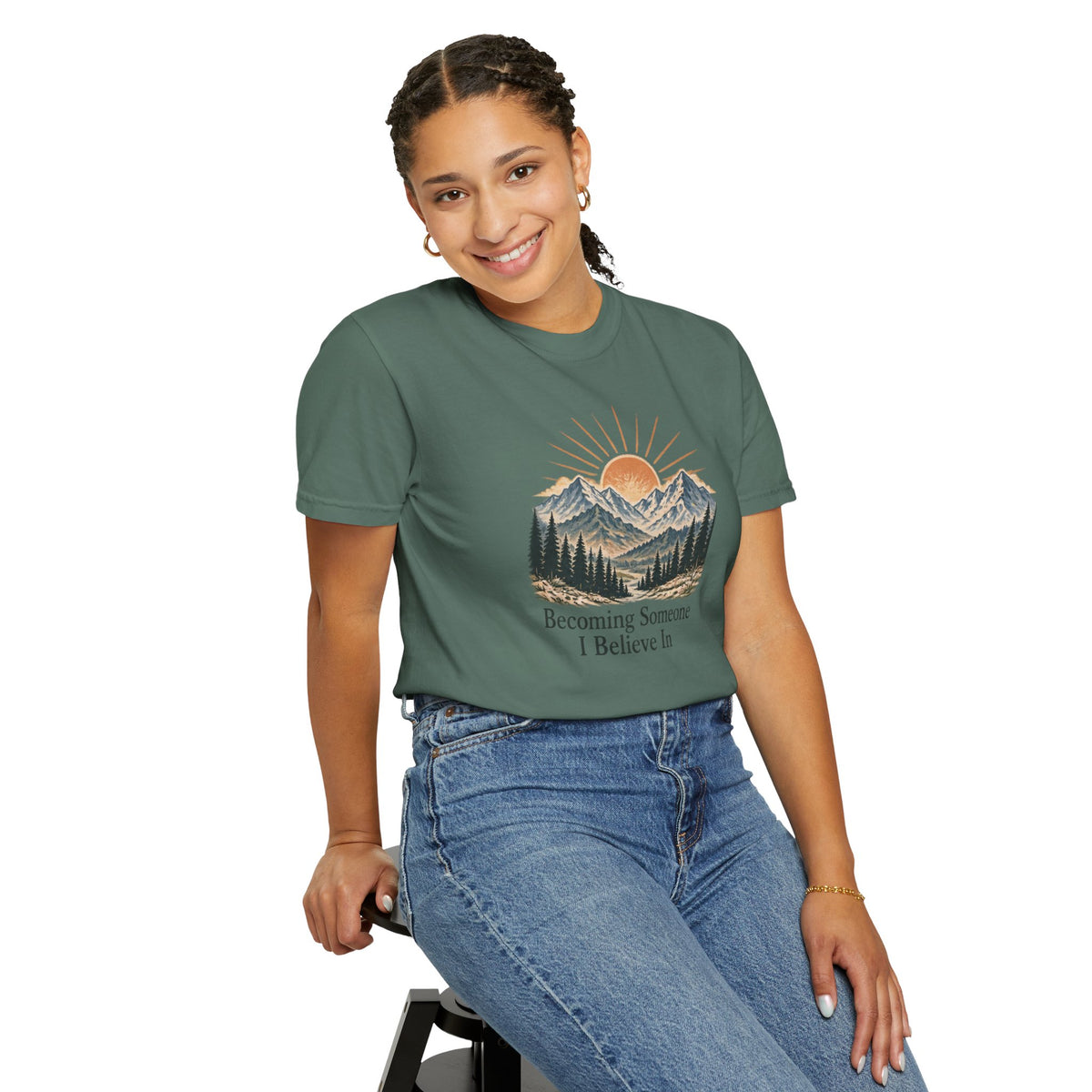 Becoming Someone I Believe In T-Shirt | Inspirational Mountain Graphic Tee | Comfort Colors 1717