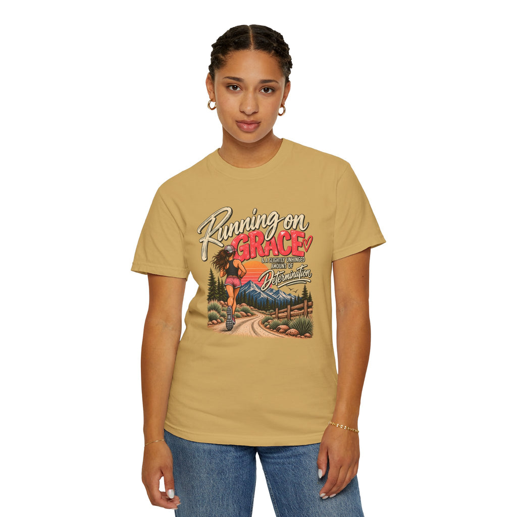 Running on Grace T-Shirt | Funny Faith & Running Graphic Tee