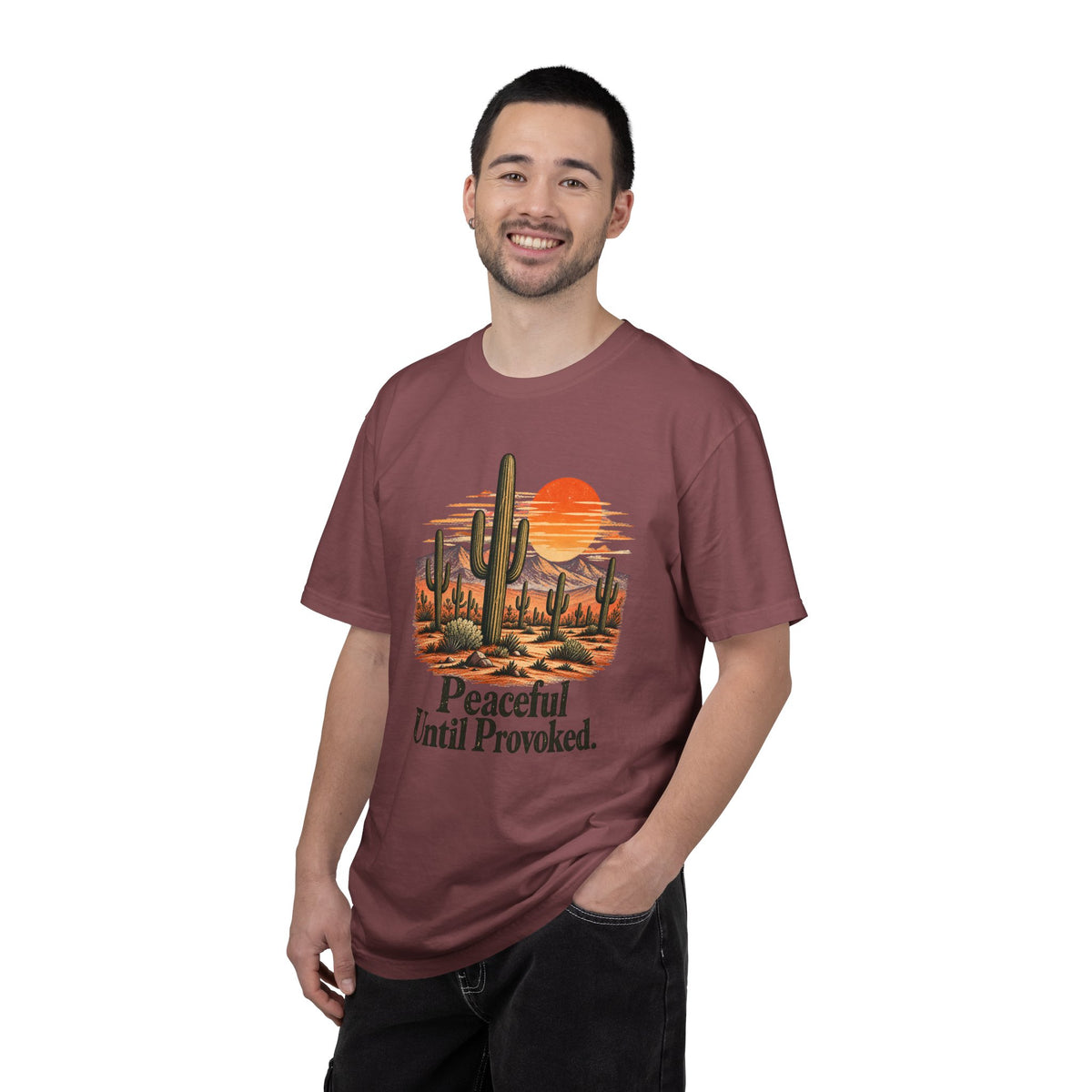 Peaceful Until Provoked | Vintage Desert Cactus Graphic Tee