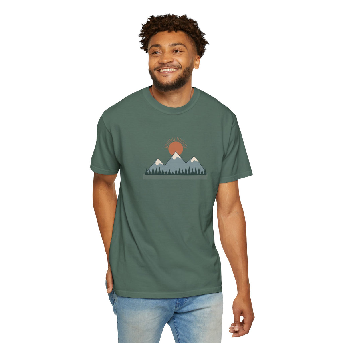 Vintage Mountain Sunset T-Shirt | Minimalist Nature Graphic Tee | Comfort Colors 1717