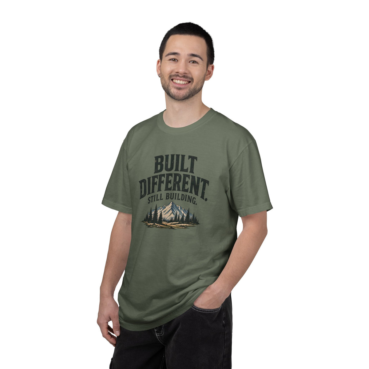 Built Different Still Building T-Shirt | Motivational Mountain Graphic Tee | Comfort Colors 1717