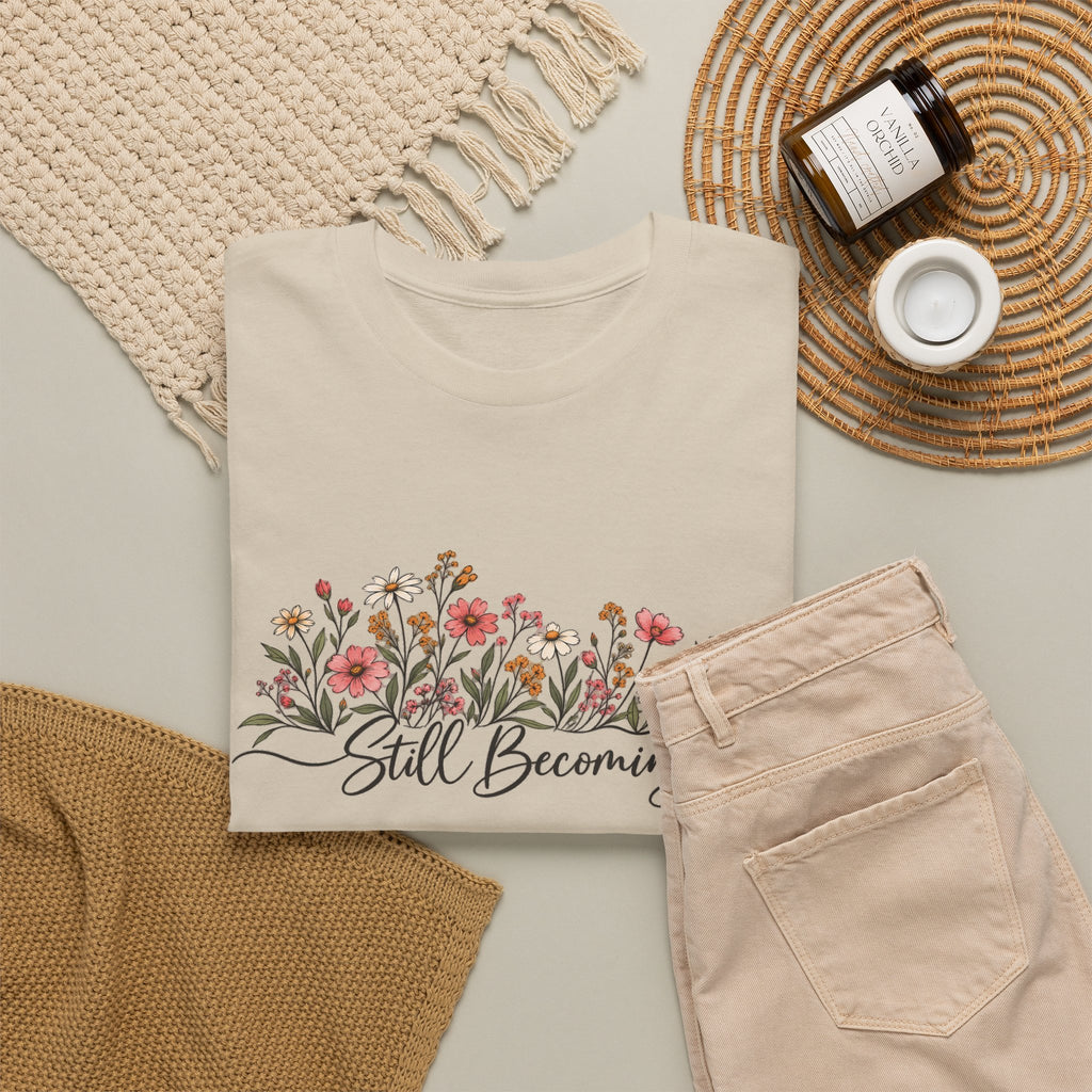 Still Becoming T-Shirt — Inspirational Floral Graphic Tee