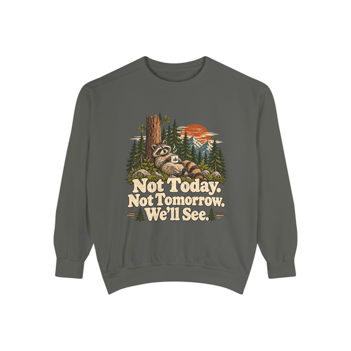 Not Today. Not Tomorrow. We'll See. | Funny Raccoon Sweatshirt