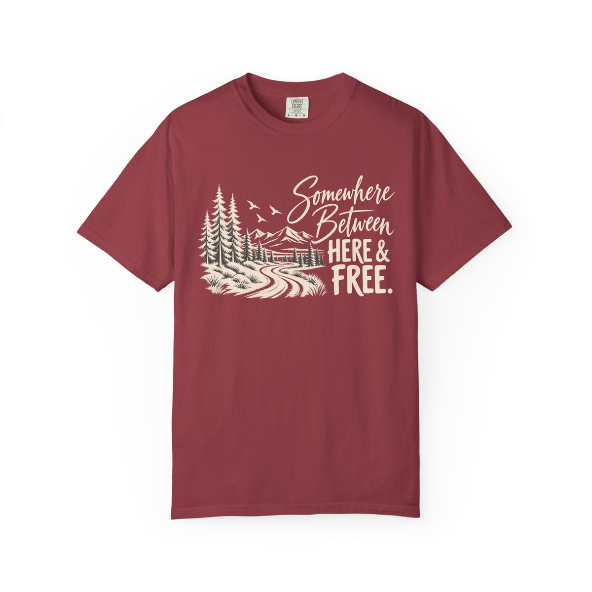 Somewhere Between Here & Free T-Shirt — Western Adventure Graphic Tee