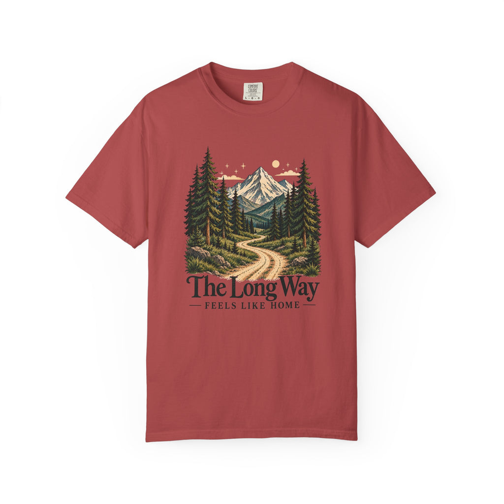 The Long Way Feels Like Home T-Shirt | Vintage Mountain Graphic Tee | Comfort Colors 1717