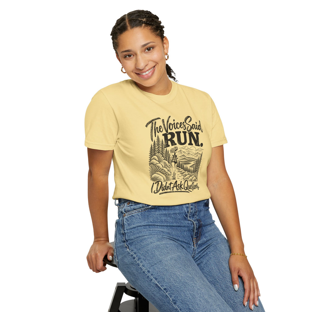 The Voices Said RUN – Funny Trail Running Graphic Tee | Comfort Colors 1717