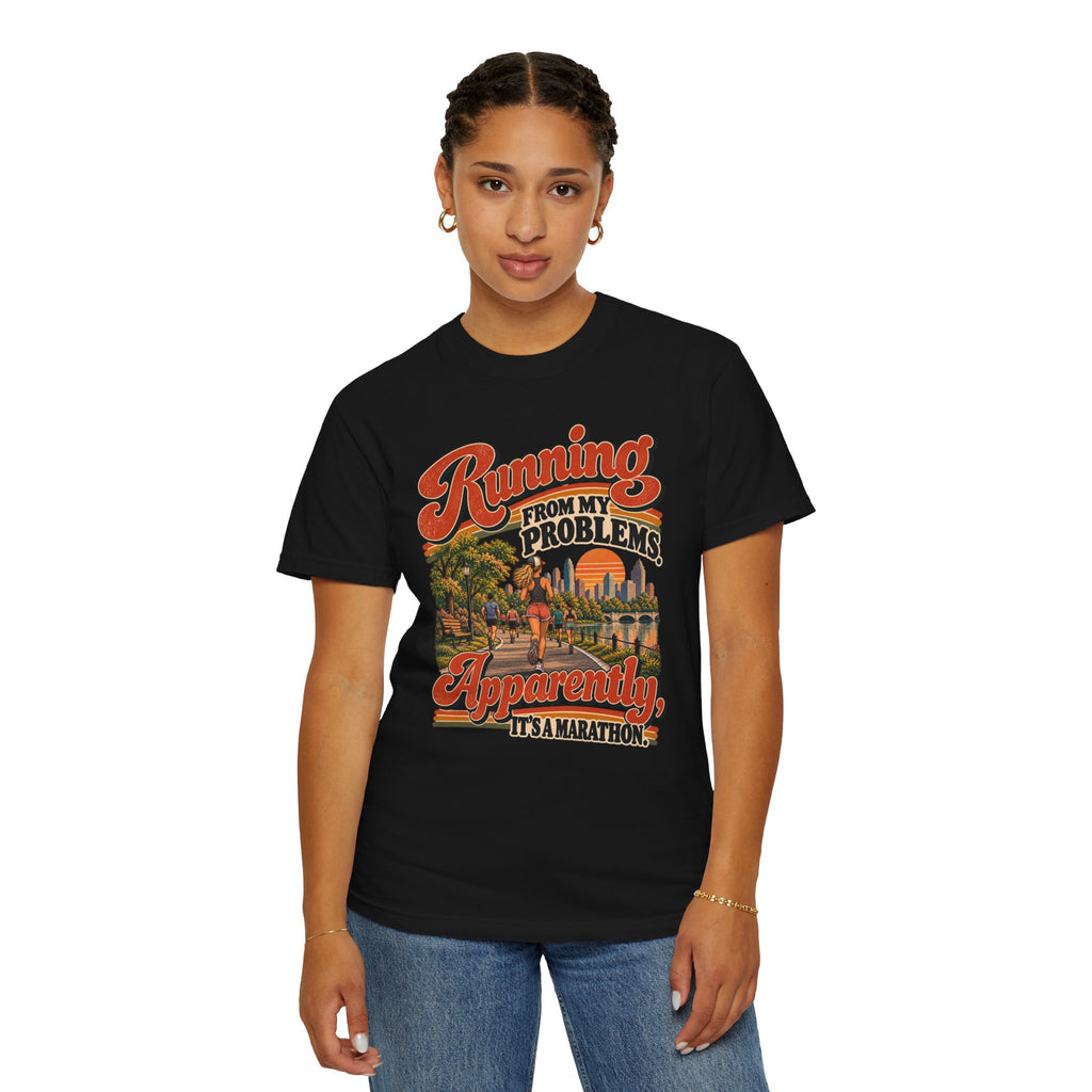 Running From My Problems – Funny Marathon Runner Graphic Tee