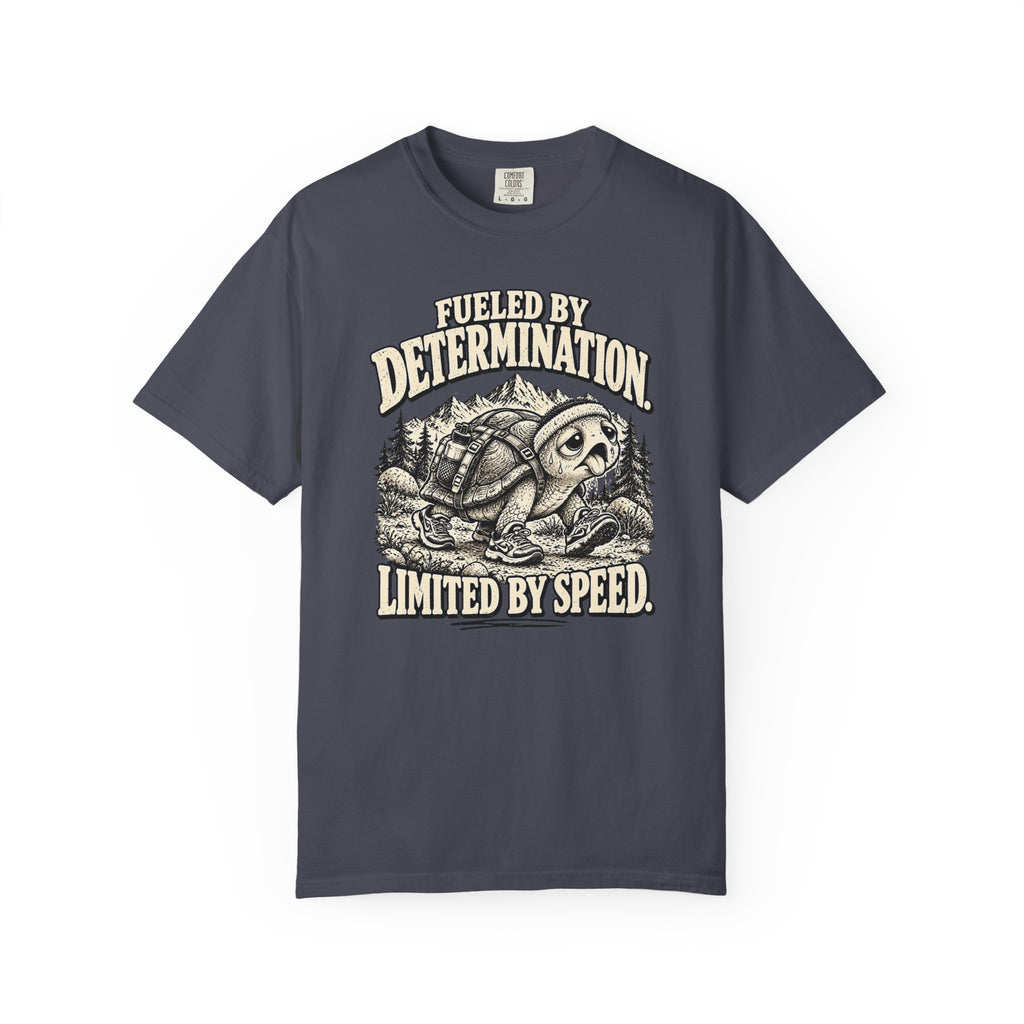 Fueled by Determination. Limited by Speed. | Funny Turtle Graphic Tee
