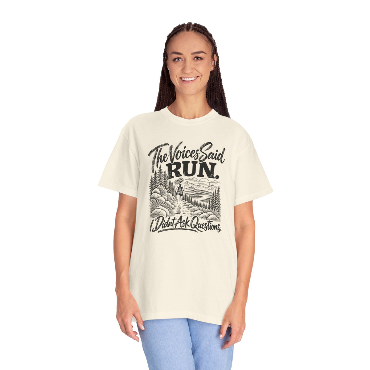 The Voices Said RUN – Funny Trail Running Graphic Tee | Comfort Colors 1717