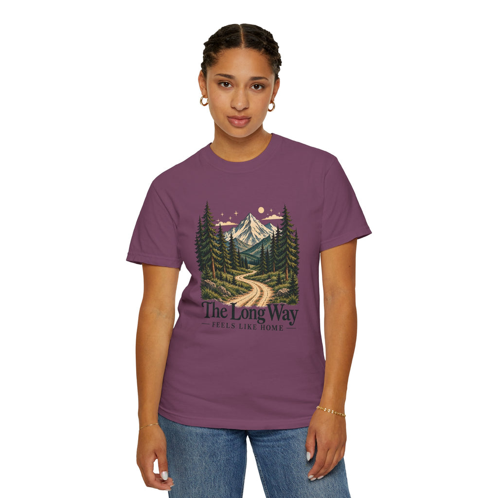 The Long Way Feels Like Home T-Shirt | Vintage Mountain Graphic Tee | Comfort Colors 1717