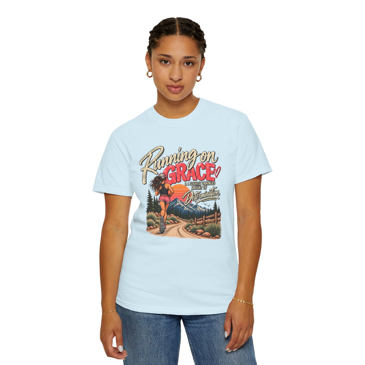 Running on Grace T-Shirt | Funny Faith & Running Graphic Tee