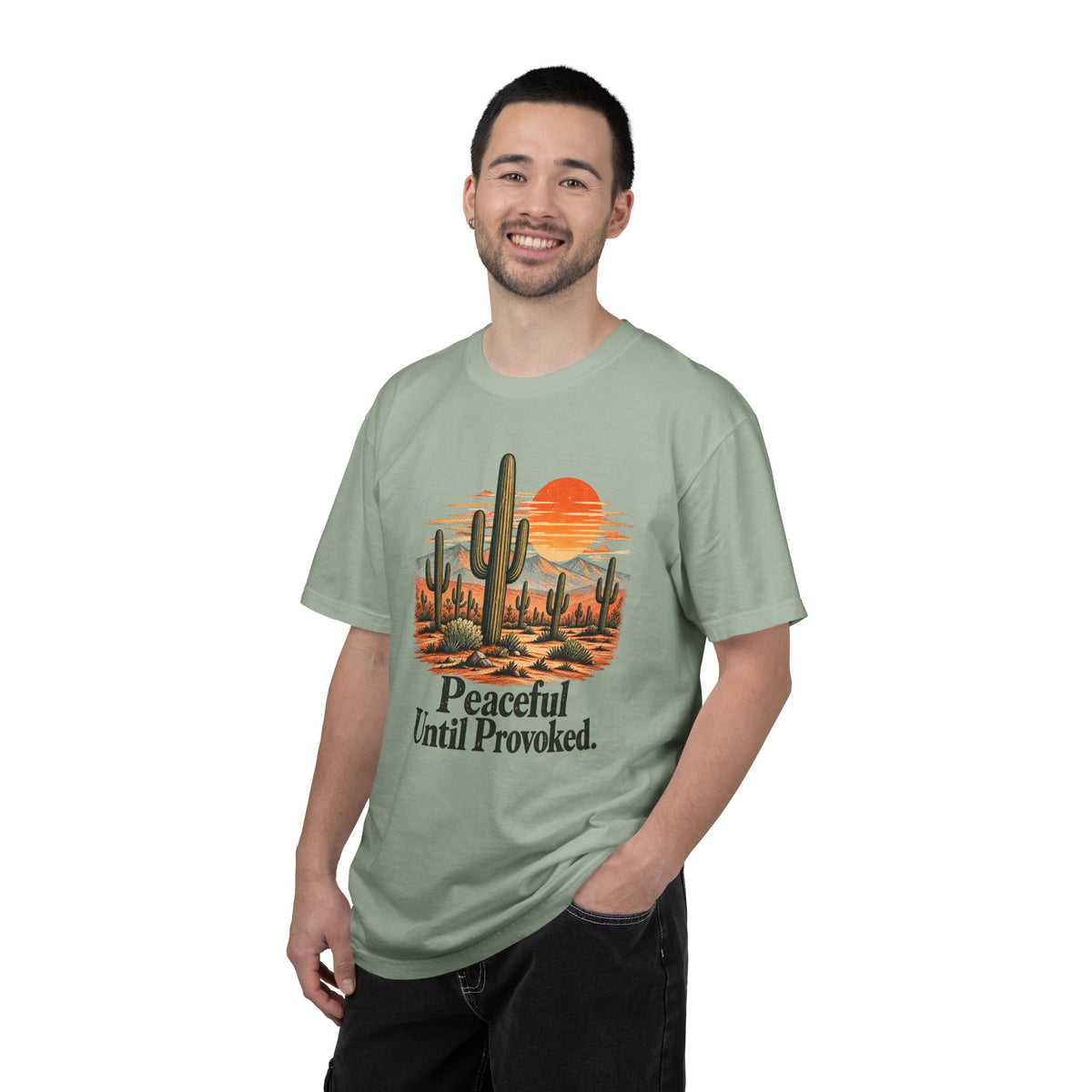 Peaceful Until Provoked | Vintage Desert Cactus Graphic Tee