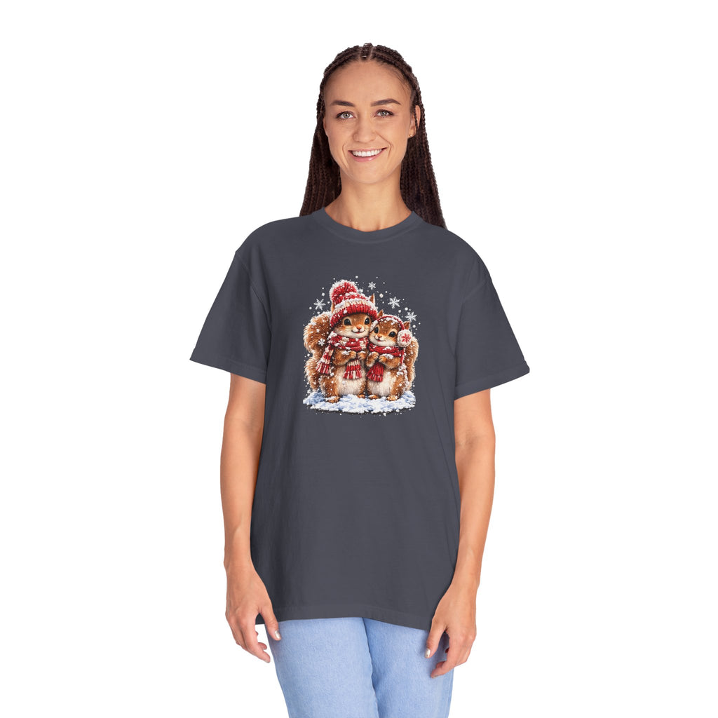 Winter Squirrels T-Shirt | Cute Woodland Graphic Tee | Comfort Colors 1717