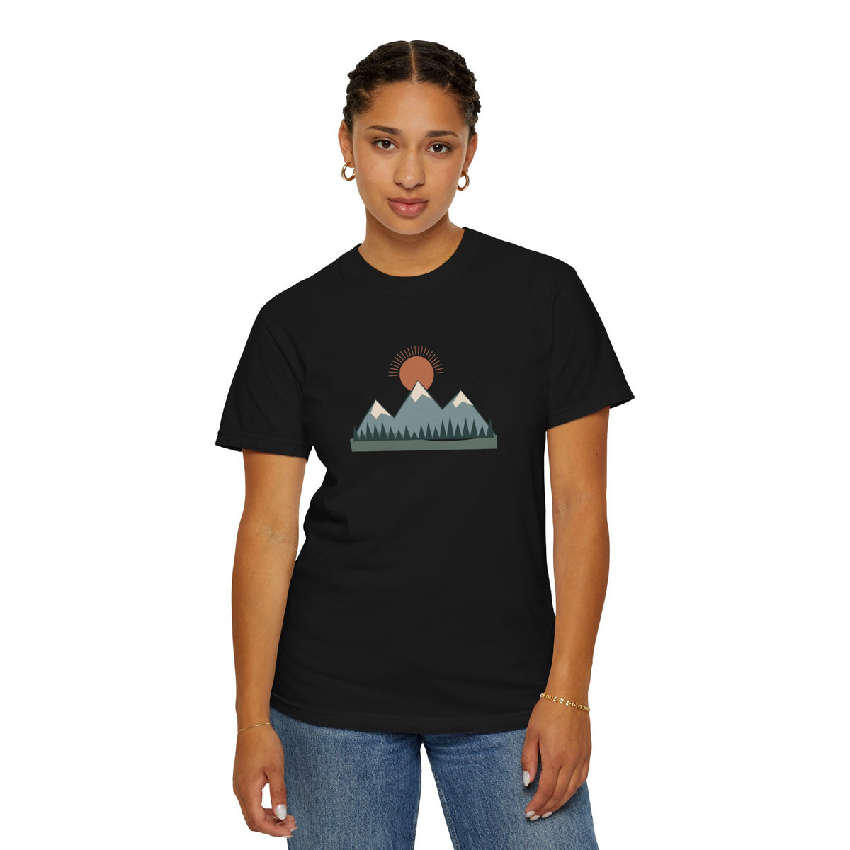 Vintage Mountain Sunset T-Shirt | Minimalist Nature Graphic Tee | Comfort Colors 1717