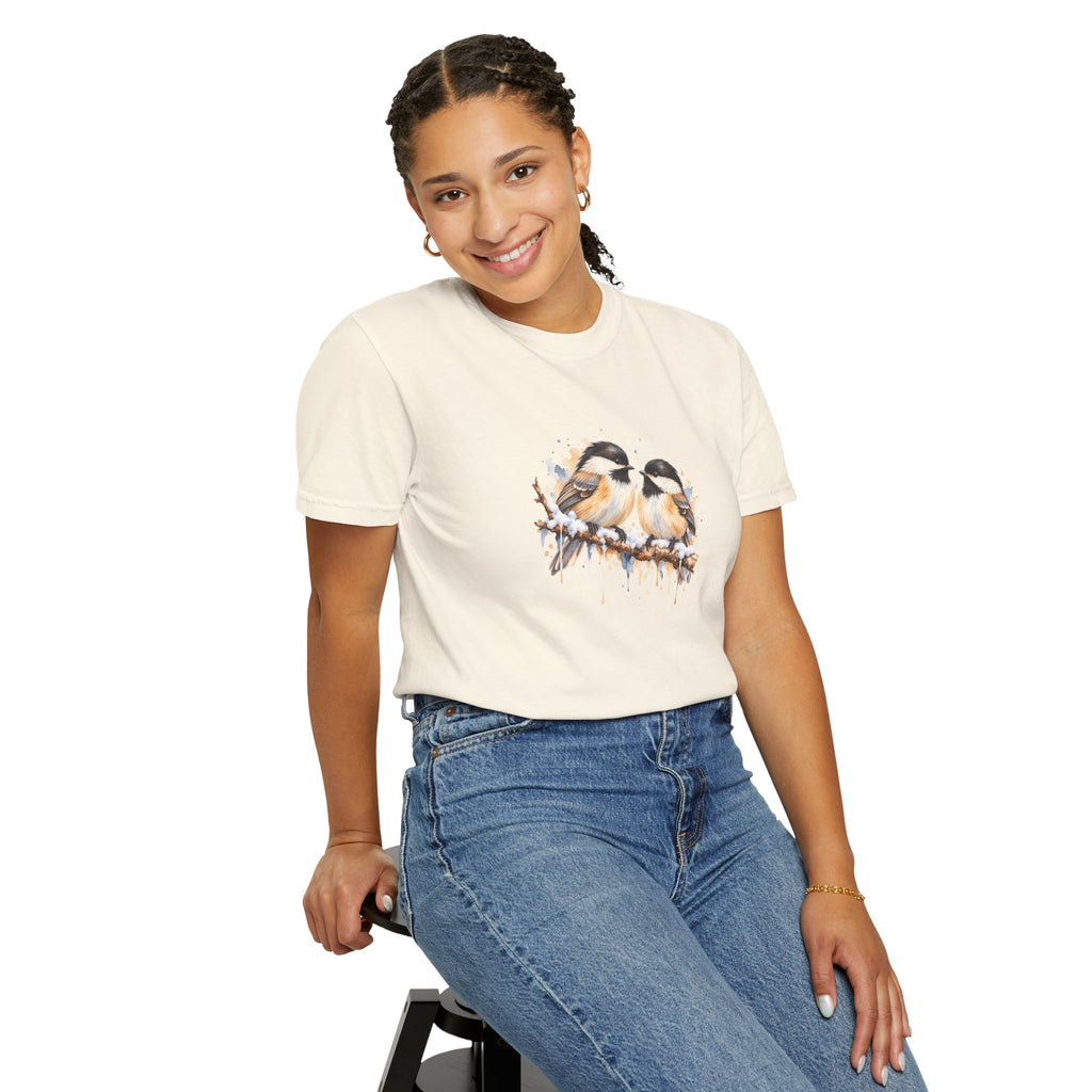 Watercolor Chickadee Birds T-Shirt | Comfort Colors 1717